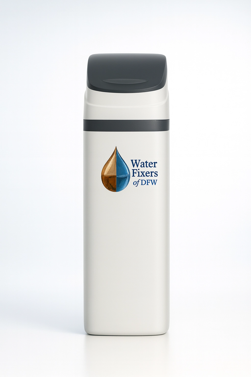 Compact water softener installation in DFW garage